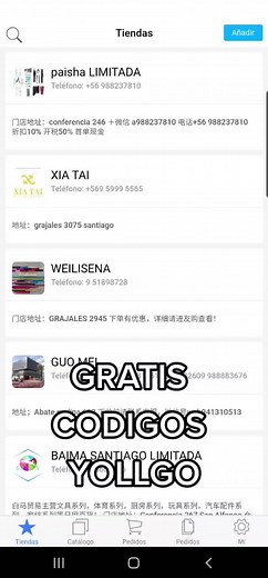 Archivo con mas de 80 códigos Yollgo app totalmente te gratis. #emprendimiento #emprende #yollgo #mayoristas #ventas #Chile https://docs.google.com/spreadsheets/d/1xavfxBKNc2zpdWgqQPx4L-aUsqUnmSH3BuMBKrwLWaQ/edit?usp=sharing@Hugo Manriquez @Hugo Manriquez