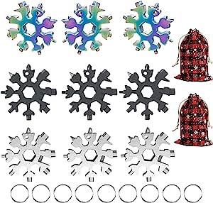 18 in 1 Snowflake Multitool,Stainless Steel Snowflake Tool for Key Chain/Bottle Opener/Flat Phillips Screwdriver Kit/Wrench,Snowflake Handy Tool as Gift for Father, Husband, Boyfriend at Christmas