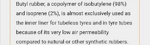 Butyl rubber, a copolymer of isobutylene (98%) and isoprene (2%... | Filo