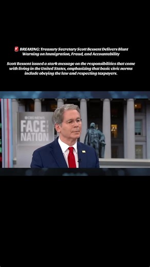 🚨 BREAKING: Treasury Secretary Scott Bessent Delivers Blunt Warning on Immigration, Fraud, and Accountability Scott Bessent issued a stark message on the responsibilities that come with living in the United States, emphasizing that basic civic norms include obeying the law and respecting taxpayers. “When you come to this country, you have to learn the rules—how to drive, how to follow the law, and how not to defraud the American people,” Bessent said. He criticized attempts to minimize or excus