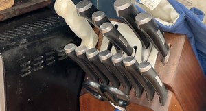 Watch Calphalon Kitchen Knife Set with Self-Sharpening Block, 15-Piece Classic High Carbon Knives on Amazon Live