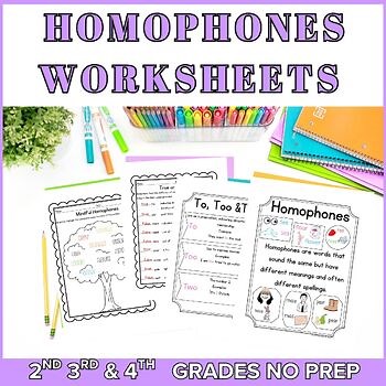 Homophones Worksheet - Homophones Activities, Anchor Charts, 2nd, 3rd, 4th Grade