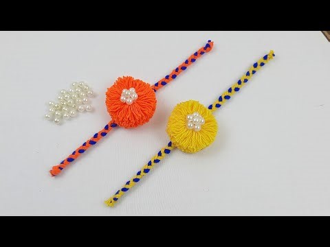 How to make simple beaded bracelet making using woolen thread|| Beaded bracelet making tutorial