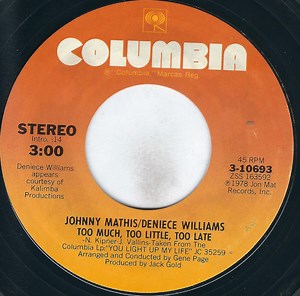 Johnny Mathis & Deniece Williams - Too Much, Too Little, Too Late