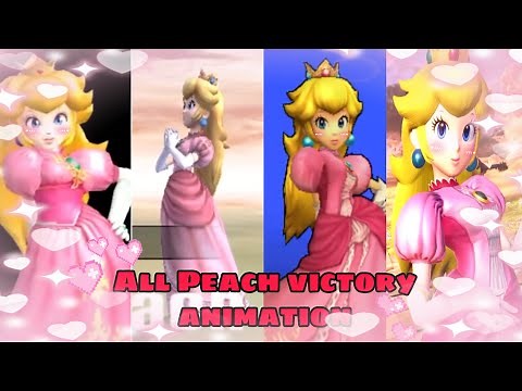 Evolution of all princess peach victory animations super smash bros (2001-2018)💗