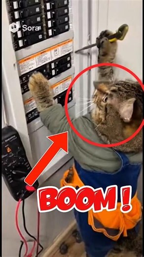 Cowboy Cat Tries to Fix the Electric Yeehaw or BOOM #funnycats #shorts