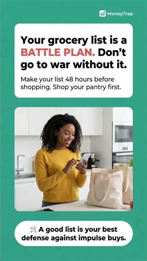 Make grocery list 48 hours early.