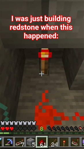 I was just trying to make red stone #funny #minecraft #creeper