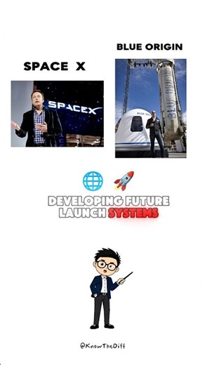 SpaceX vs Blue Origin 🚀 What's the Difference?#space #elonmusk #learning