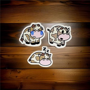 Cow Stickers | Happy Cow Sticker | Sad Cow Sticker | Sleepy Cow Sticker | Sticker Collection | Vinyl | Matte | Waterproof | Weatherproof | - Etsy