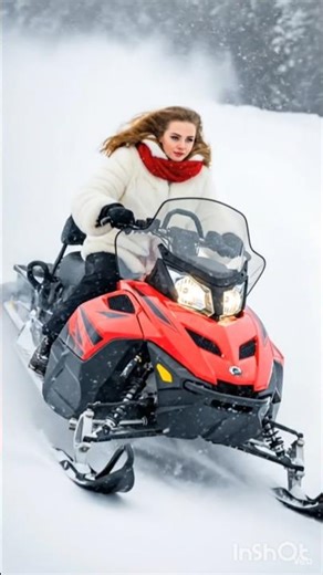 Snow Queen on a Red Snowmobile – Extreme Mountain Adventure!