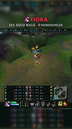 Fiora LV1 SOLO KILLS Heimerdinger | EUW Master Patch 26.17 #shorts