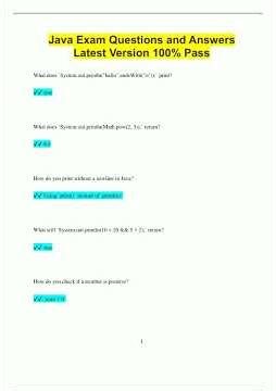 Java Exam Questions and Answers Latest Version 100 Pass952