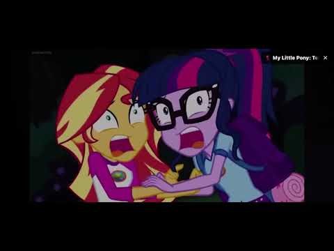 Sunset Shimmer And Sci Twi Scared By Homer Simpson