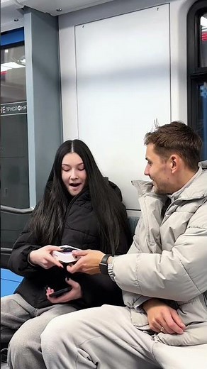 She didn't know he was actually awake #prank #subway #couple