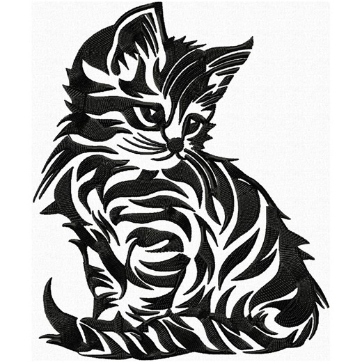 Tabby Kitten Embroidery Design, Machine Embroidery of a Baby Animal, Embroidery of a Black Cat - Etsy