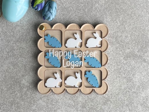 Personalized Easter Tic Tac Toe Board, Bunny Carrot Game, Easter Basket Filler - Etsy