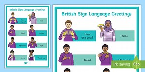 British Sign Language Greetings A4 Display Poster