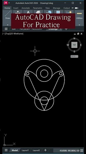 AutoCAD Practice Exercise | 2D Drafting Tutorial Step by Step #shorts #autocad #autocadtutorial