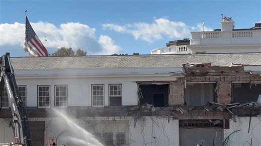 White House Facade Ripped Up as Work Begins on Trump Ballroom