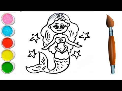 Easy Mermaid drawing step by step for beginners | Mermaid for kids | Coloring Painting #mermaid