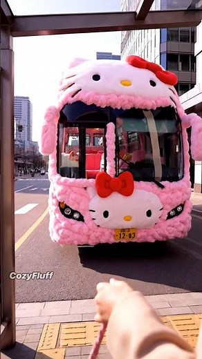 POV: Inside a Dreamy Fluffy Hello Kitty Bus🎀 #shorts #viral