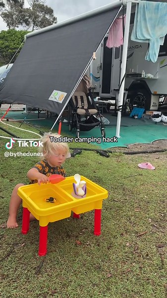 These $15 play tables are essential for keeping busy toddlers close to camp 😆 #beachmum #beachdays #beachessentials #campingwithkids #campinghacks #travelwithkids #toddlermum #toddlerhacks #mumhacks #mumsoftiktok