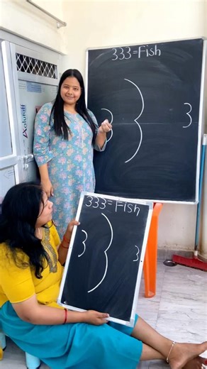 333 = Fish 🐟 drawing tutorial by mother and daughter step by step for beginners #shorts