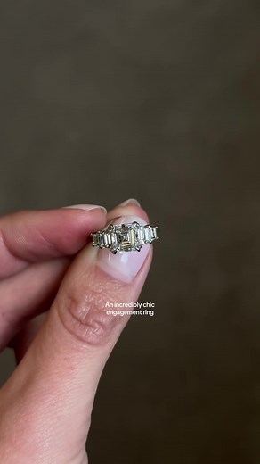 Asscher Cut Engagement Ring with Trapezoids