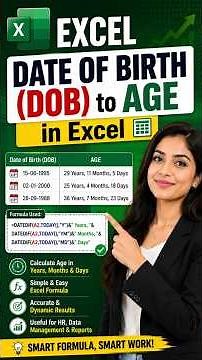 Excel Trick to Calculate Age from Date of Birth #excel
