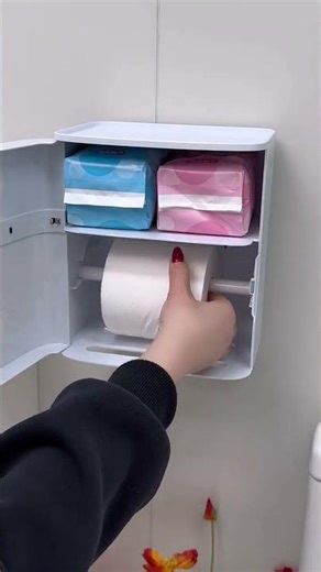 this wall-mounted tissue box to store bathroom tissues. It's dustproof, moisture-proof, clean