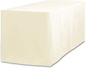 LinenTablecloth 8 ft. Fitted Polyester Tablecloth Ivory