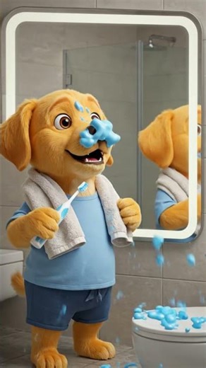 Ziko tries to brush his teeth 😂 #ZikoPuppy #shorts #brushteeth