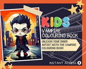 Vampire Colouring Book | 15 Dracula Night Themed Graphic Pages | Kids & Adults Art Books | Printable Drawing Colour Sheets All Ages | - Etsy