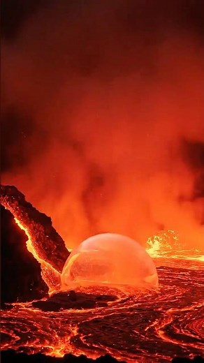POV: Inside a Volcanic Gas Bubble Over Lava