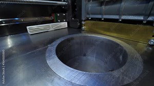 Automatic three dimensional 3d printer performs product creation. Modern 3D printing or additive manufacturing and robotic automation technology