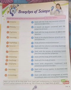 Branches of ScienceMatch the names of the various branches of... | Filo