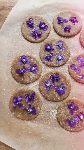 Quick Violet Almond Oat Shortbread Cookies