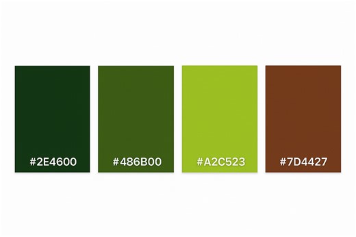 20 พาเลตต์สีเขียวยอดนิยมพร้อมรหัส HEX