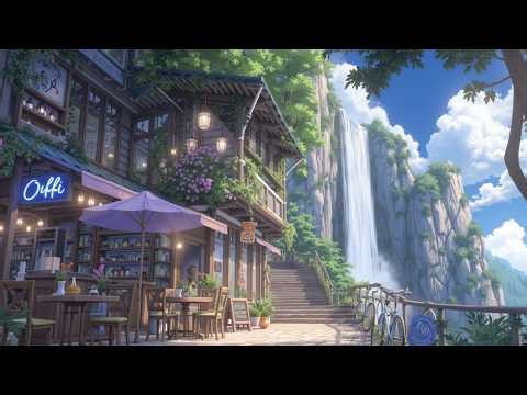 coffee lofi music | relaxing lofi study beats - aesthetic cafe waterfall ~ chillhop radio