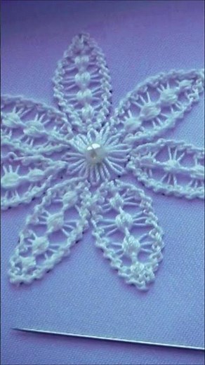Hand Embroidery: lace stitches / Romanian lace Flower #shorts