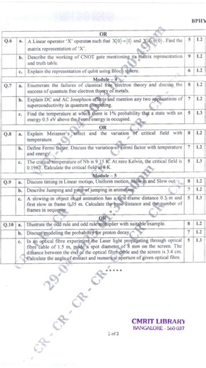 1BPHYS102 previous year question papers || Quantum Physics and Applications || VTU