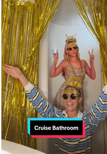 I’ll be in bed by 9 🎉🎇 #diy #craft decorating my cruise ship bathroom for new years