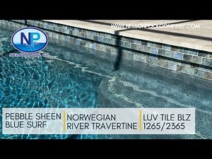 Stunning Pool Renovation Using Pebble Sheen Blue Surf & Norwegian River Travertine - by Nelson Pool