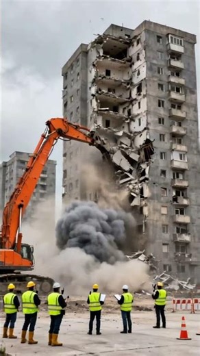 Controlled Demolition of a Multi-Story Residential Building