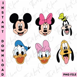 Mickey Pluto Goofy Daisy Donald Minnie Character Faces Png, Mickey and Friends Clipart Set, Mouse and Friends Png,silhouette and Sublimation - Etsy
