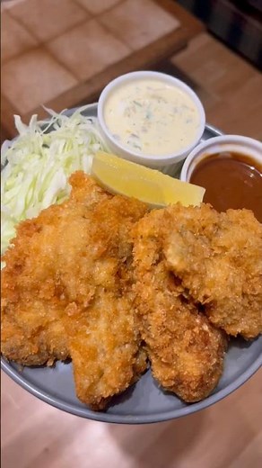 Deep fried oysters with egg sauce. #oysters #deepfrying #dinner #cooking