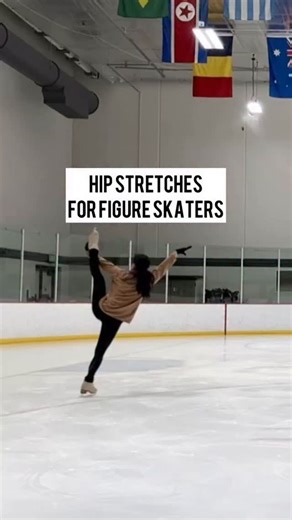 ✨ Hip stretches for figure skaters! ✨ Stretch those hips! For better turns, jumps, and spins. They tend to get tight in figure skaters, resulting in tightness, pain, weakness, instability, & more. ⛸️ Hip flexor stretch - Start in a push up position then place your foot next to your hand. Drop to your forearms for a deeper stretch. ⛸️ Pigeon pose - Bend your front knee (90 degrees advanced, 45 degrees or less beginner). Lower the upper body to feel a stretch, drop to the forearms for a deeper str