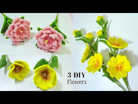How to Make 3 DIY Flowers with Pipe Cleaners