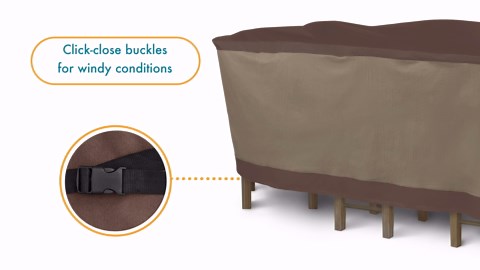 Classic Accessories Duckcovers Ultimate 127 in. L Rectangle/Oval Patio Table and Chair Set Cover UTO12784